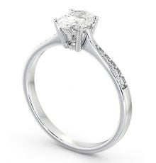 Oval Diamond Ring 18K White Gold Solitaire Side Stones - Stella ...