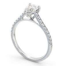 Pear Diamond Ring 18K White Gold Solitaire Side Stones - Clousta ...