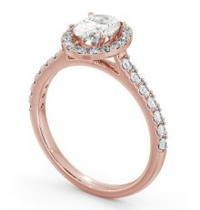 Halo Oval Diamond Engagement Ring 18K Rose Gold - Aline | Angelic Diamonds