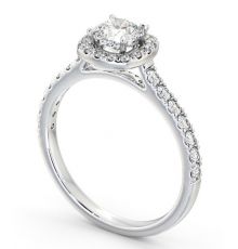 Halo Cushion Diamond Engagement Ring 18K White Gold - Adriana | Angelic ...