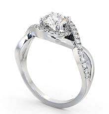 Halo Round Diamond Engagement Ring 18K White Gold - Glassan | Angelic ...