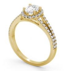 Halo Oval Diamond Engagement Ring 18K Yellow Gold - Georgia | Angelic ...