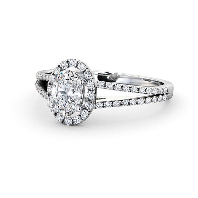 Halo Oval Diamond Engagement Ring 18k White Gold Georgia Angelic Diamonds