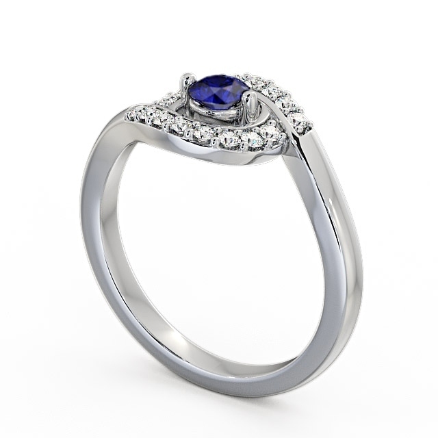Cluster Blue Sapphire And Diamond 0.36ct Ring 18K White Gold - Calder ...