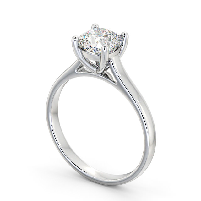 Cushion Diamond Engagement Ring 9K White Gold Solitaire - Lavrean ...