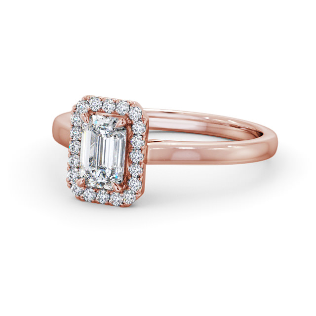 Halo Emerald Diamond Engagement Ring 9K Rose Gold - Adelina | Angelic ...