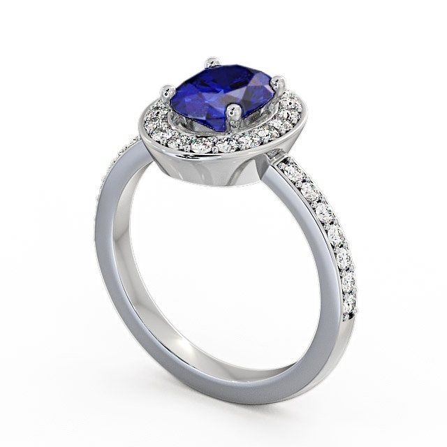 Halo Blue Sapphire And Diamond 2.03ct Ring 18K White Gold - Ivelet ...