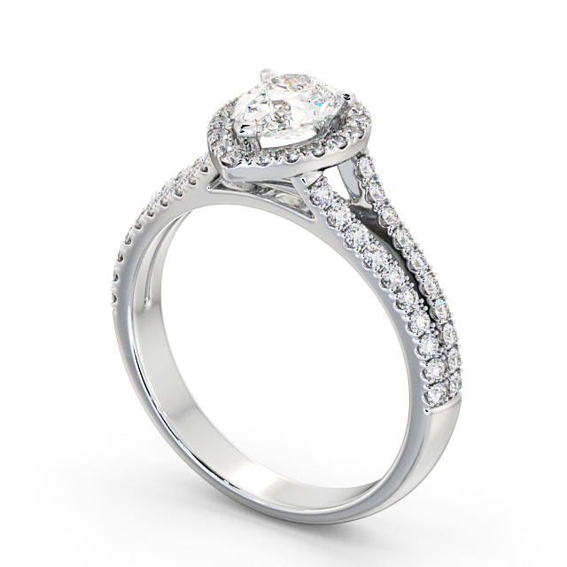 Halo Pear Diamond Engagement Ring 18K White Gold - Moulin | Angelic ...