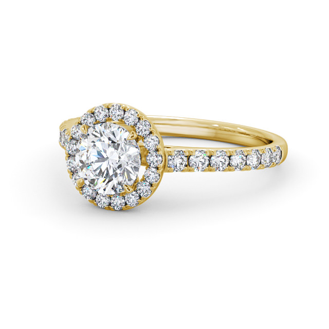 Halo Round Diamond Engagement Ring 18K Yellow Gold - Diletta | Angelic ...