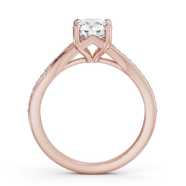 Round Diamond Engagement Ring 9K Rose Gold Solitaire With Side Stones ...
