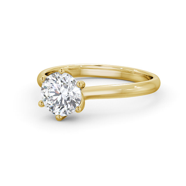 Round Diamond Engagement Ring 18K Yellow Gold Solitaire - Flore ...