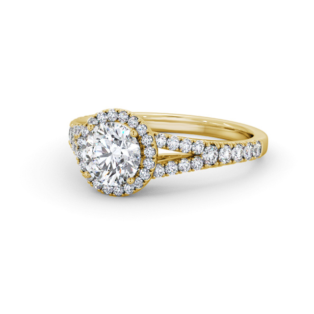 Halo Round Diamond Engagement Ring 9K Yellow Gold - Fulton | Angelic ...