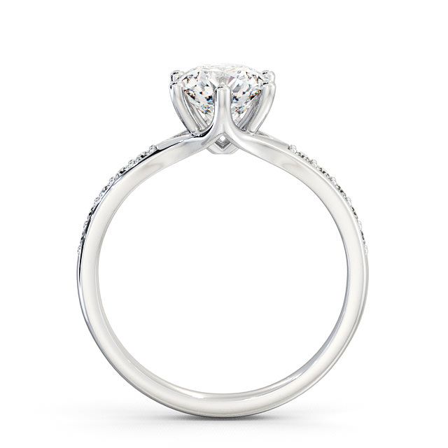 Round Diamond Ring 9K White Gold Solitaire With Side Stones - Almeley ...