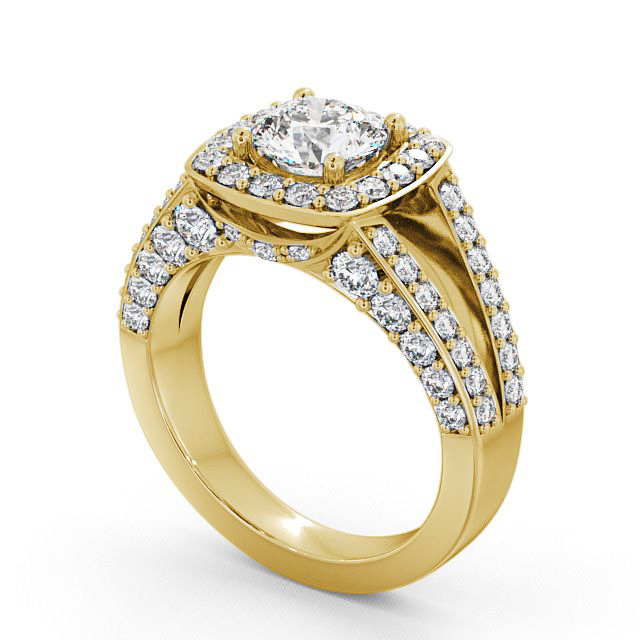 Halo Round Diamond Engagement Ring 18K Yellow Gold - Ferring | Angelic ...
