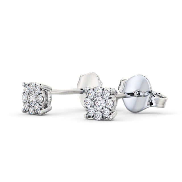 Cluster Halo Round Diamond Earrings 18K White Gold - Lindale | Angelic ...