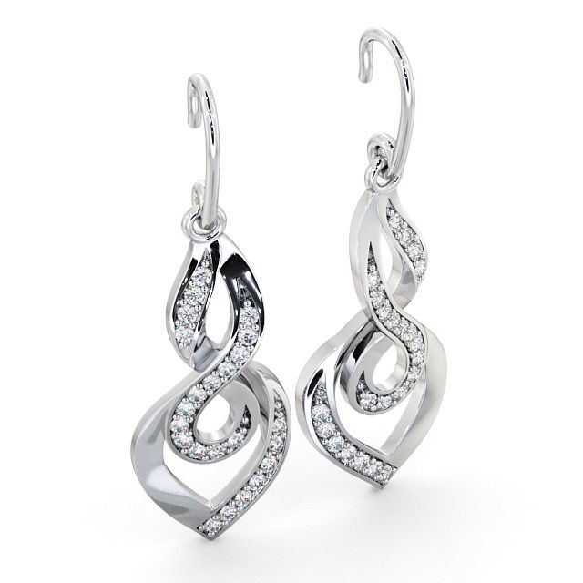 Drop Round Diamond 0.22ct Earrings 18K White Gold - Ballina | Angelic ...