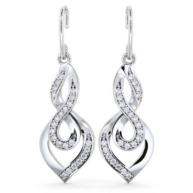 Drop Round Diamond 0.22ct Earrings 18K White Gold - Ballina | Angelic ...