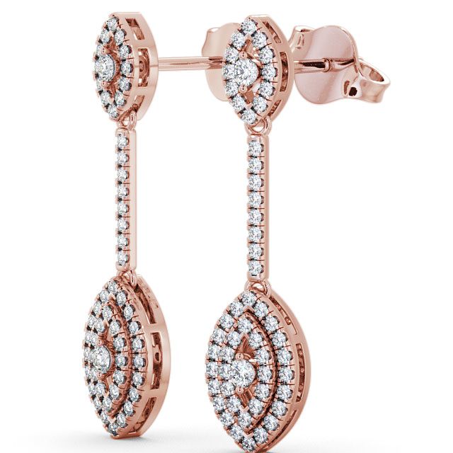 Drop Round Diamond 0.50ct Earrings 9K Rose Gold - Synton | Angelic Diamonds