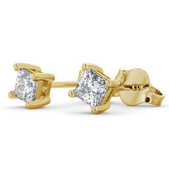 Princess Diamond Four Claw Stud Earrings 18K Yellow Gold ERG68_YG_THUMB1