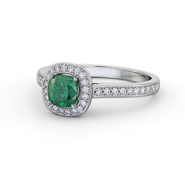 Halo Emerald And Diamond 0.90ct Ring 9K White Gold - Kateril | Angelic ...