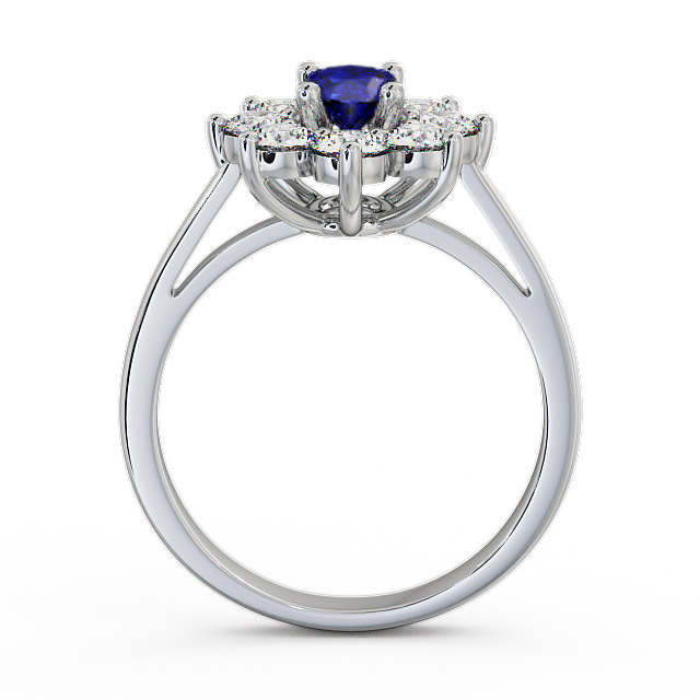 Cluster Blue Sapphire And Diamond 1.80ct Ring 18K White Gold - Carmen ...