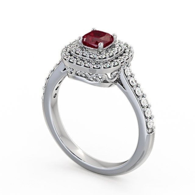 Cluster Ruby And Diamond 1.24ct Ring 18K White Gold - Bellini | Angelic ...