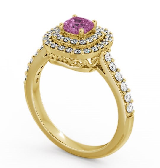 Cluster Pink Sapphire and Diamond 1.24ct Ring 18K Yellow Gold GEM9_YG_PS_THUMB1