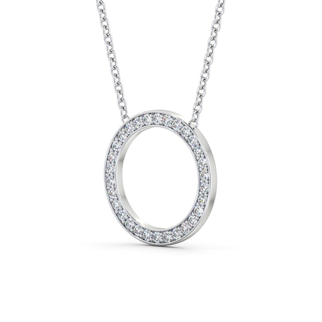 Circle Round Diamond Pendant 18K White Gold - Marinela | Angelic Diamonds