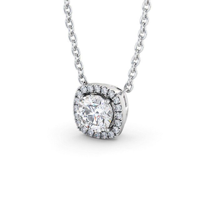 Halo Round Diamond Pendant 18K White Gold - Rhodos | Angelic Diamonds