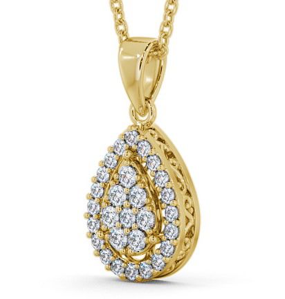 Cluster Round Diamond Pear Design Pendant 9K Yellow Gold PNT24_YG_THUMB1
