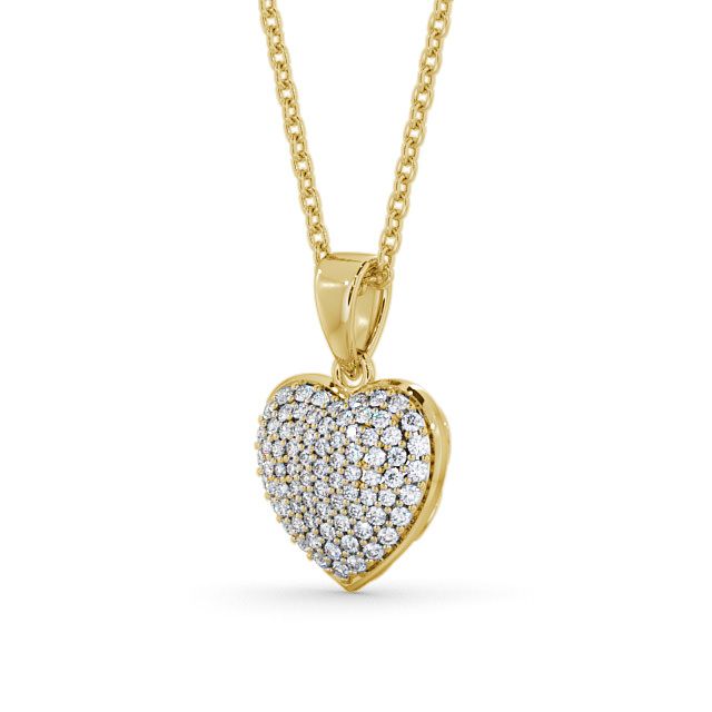 Cluster Diamond Heart Shaped Pendant Necklace In 18K Yellow Gold