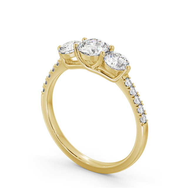 Three Stone Round Diamond Ring 18K Yellow Gold - Anisha