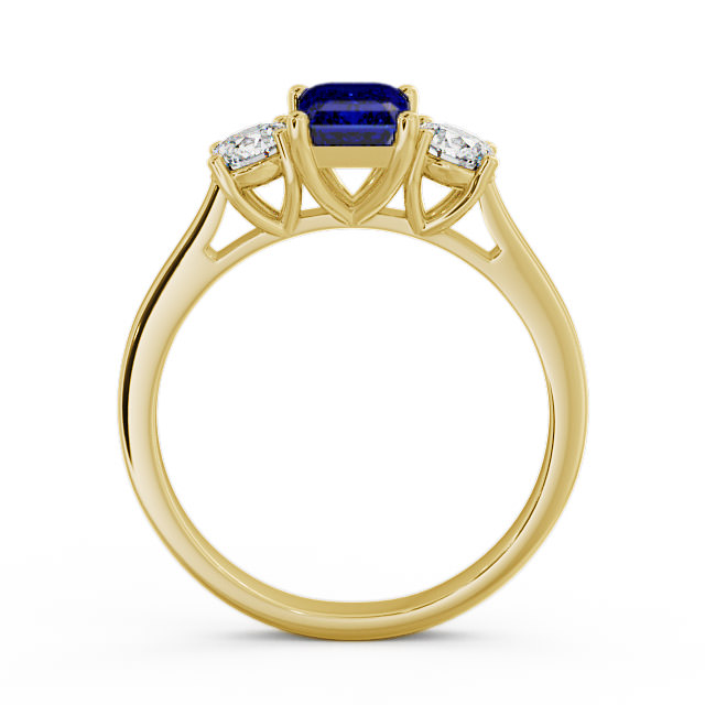 Three Stone Blue Sapphire And Diamond 1.15ct Ring 9K Yellow Gold ...