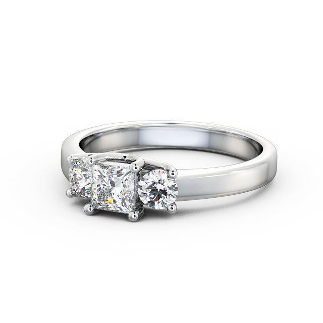 Three Stone Princess Diamond Ring 18K White Gold - Capri | Angelic Diamonds