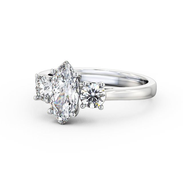 Three Stone Marquise Diamond Ring 18K White Gold - Cherine | Angelic ...