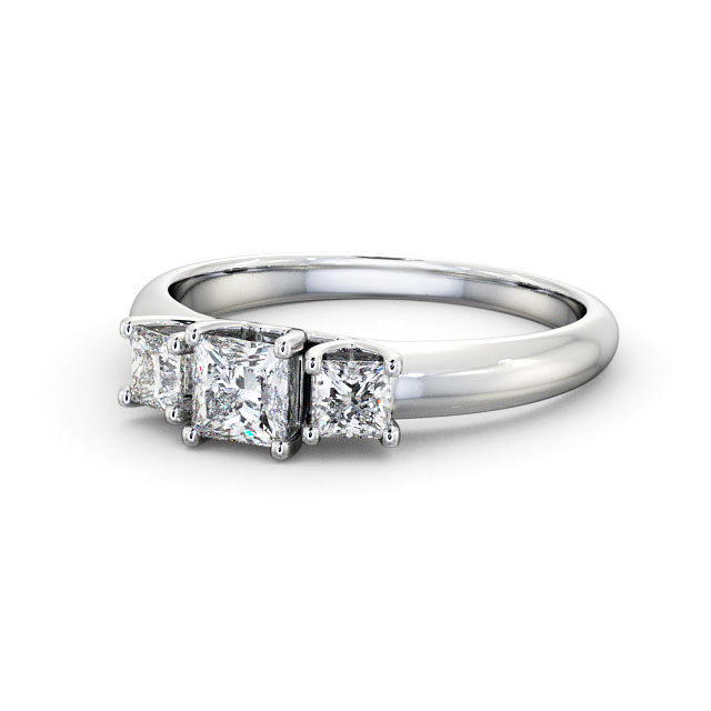 Three Stone Princess Diamond Ring 18K White Gold - Catania | Angelic ...