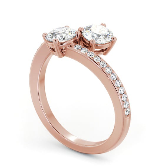 Round Shape Toi et Moi Diamond Ring with Side Stones in 18K Rose Gold tw18_rg_thumb1