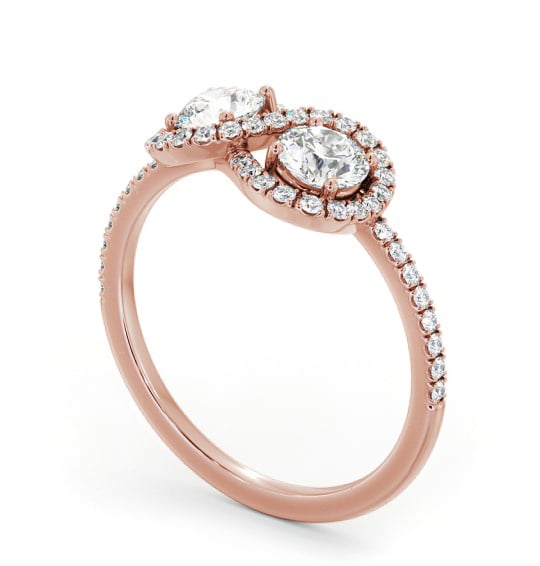 Round Shape Halo Toi et Moi Diamond Ring in 18K Rose Gold tw19_rg_thumb1