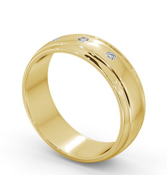 Mens Three Round Diamonds D Shape Wedding Ring 9K Yellow Gold WBM16_YG_THUMB1 
