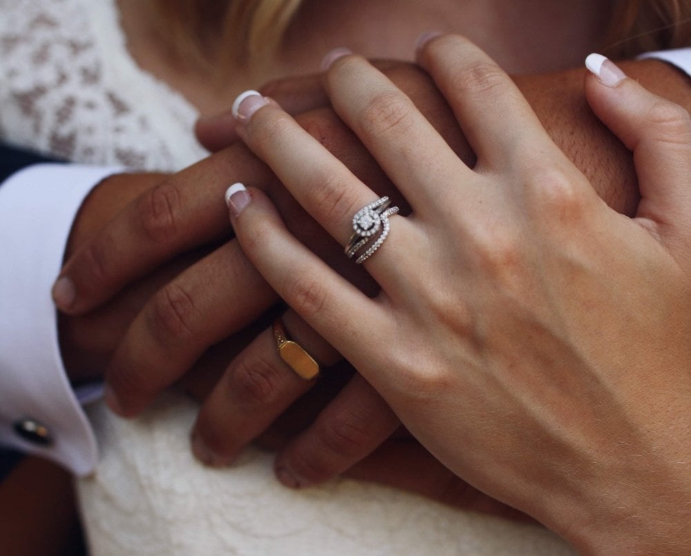 14kt white gold diamond unique engagement set wedding ring